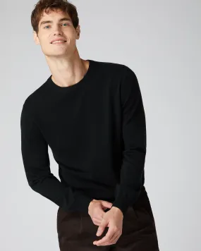 Men's Oxford Round Neck Cashmere Jumper Black