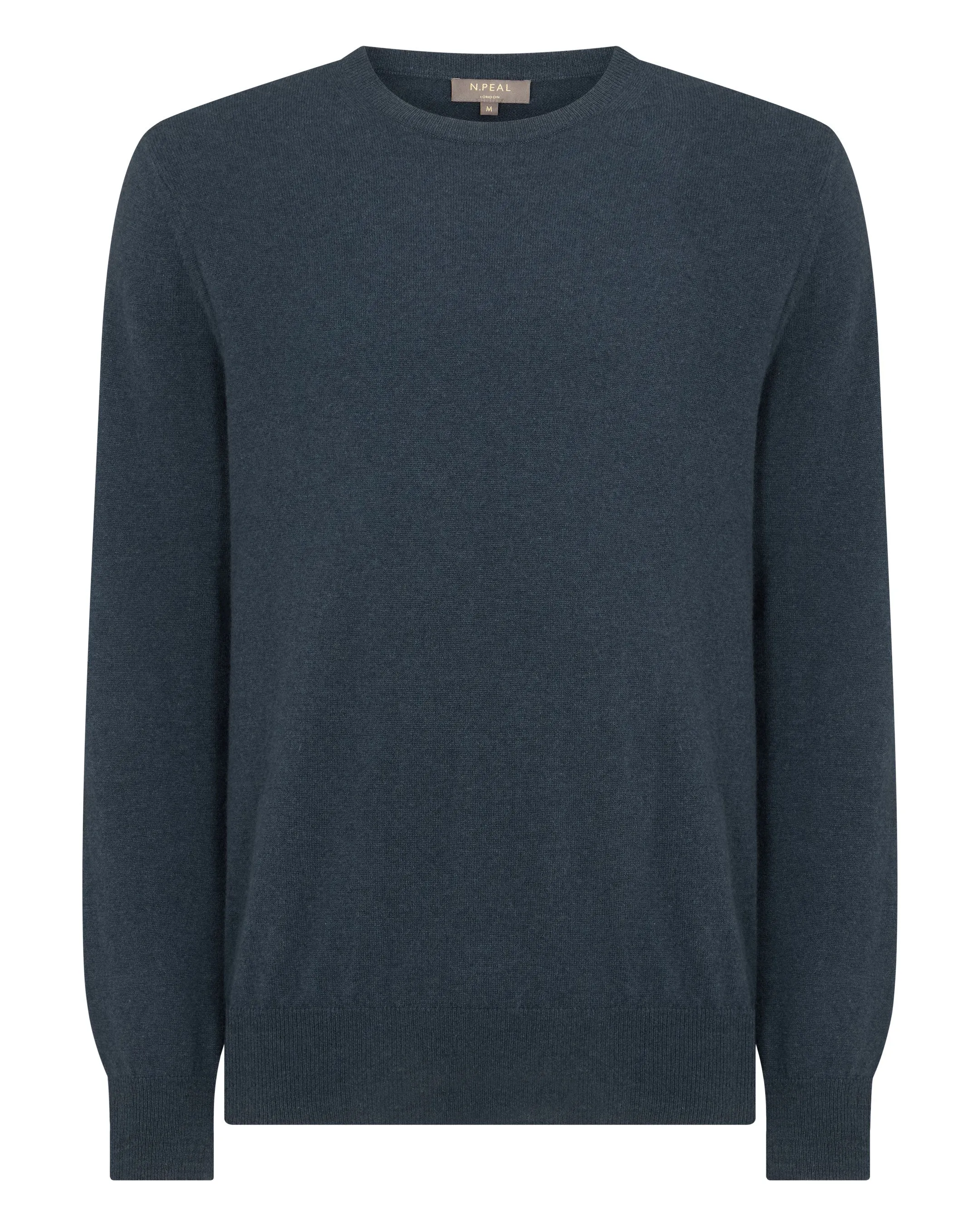 Men's Oxford Round Neck Cashmere Jumper Caviar Blue