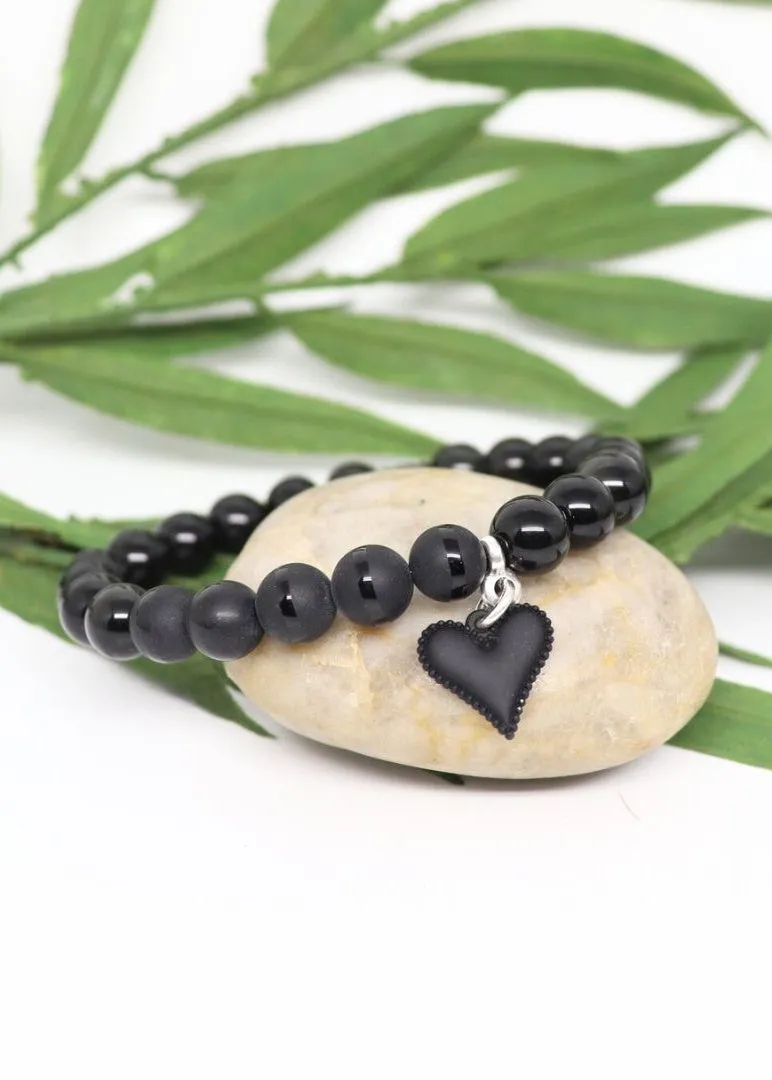 My wristy Business -  Black Heart Beaded Bracelet