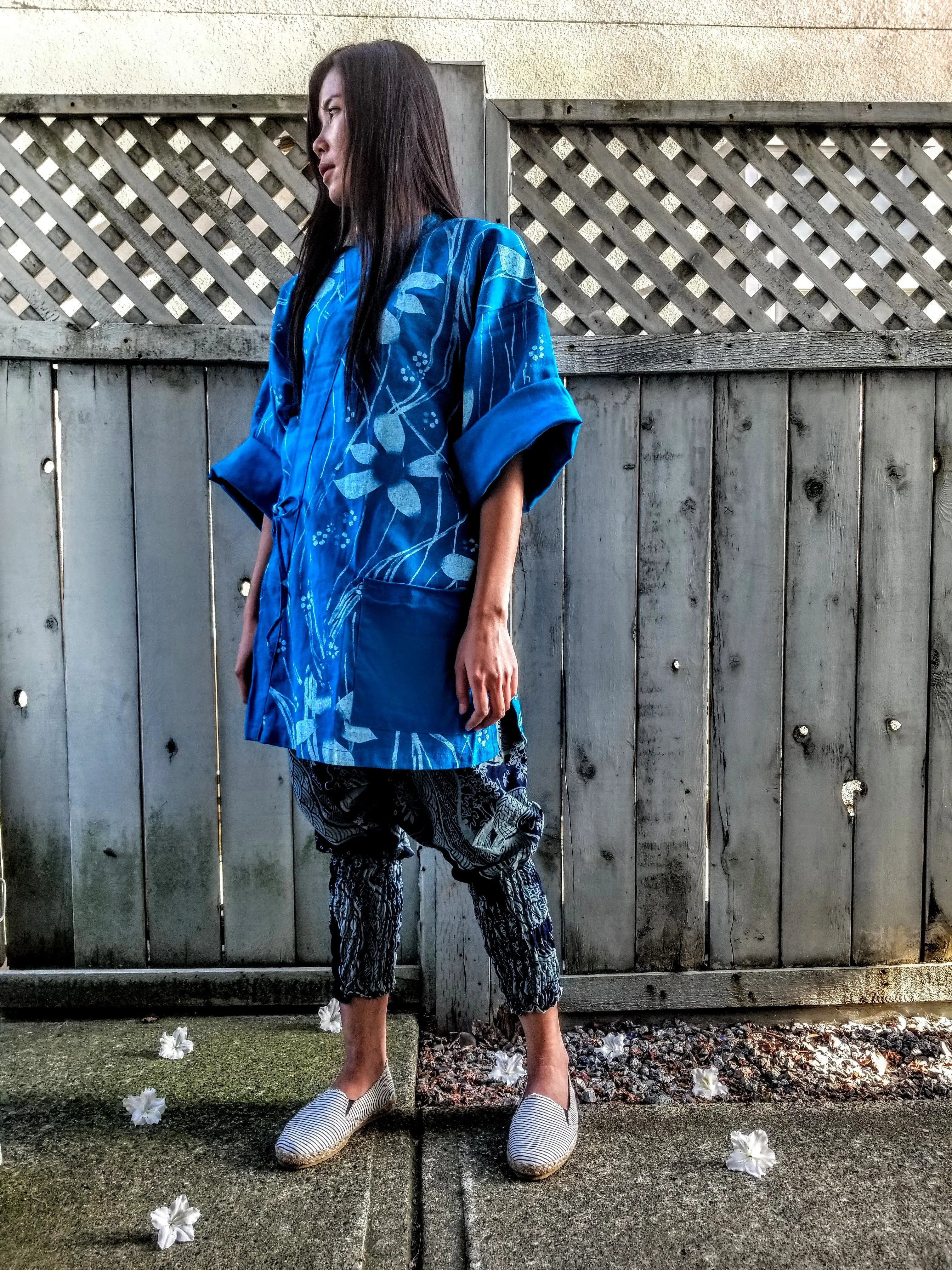 Noragi Kimono Special - Azure Blue Flower