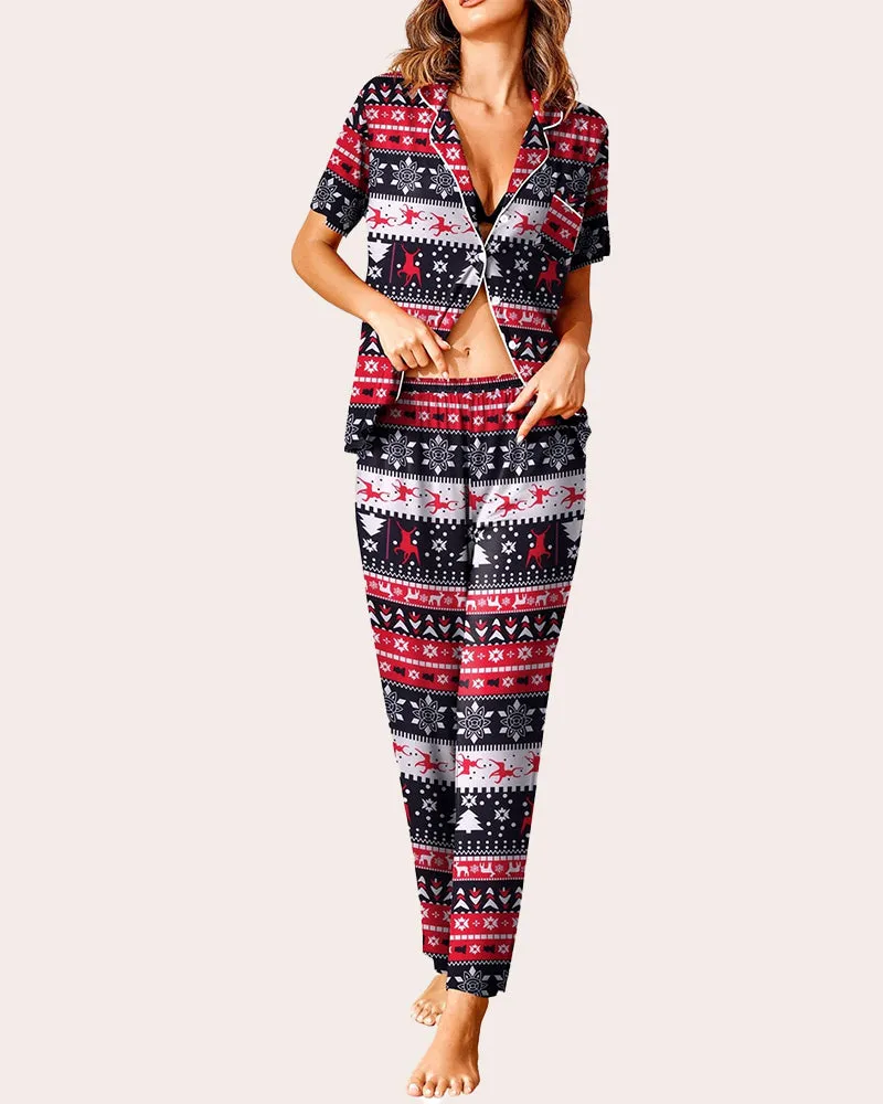 Notch Collar Soft Pajamas Set