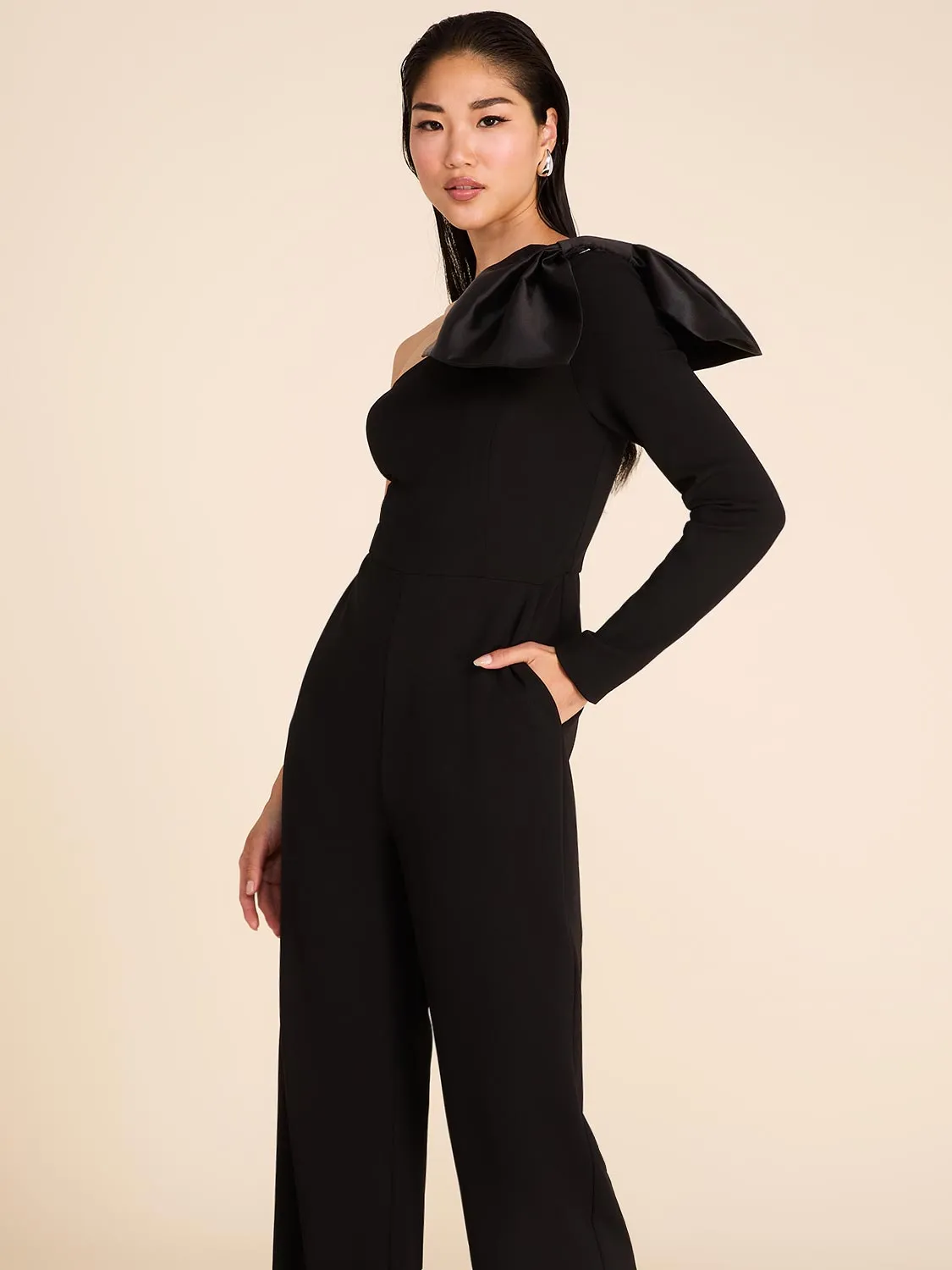 One-Shoulder Jumpsuit With Bow