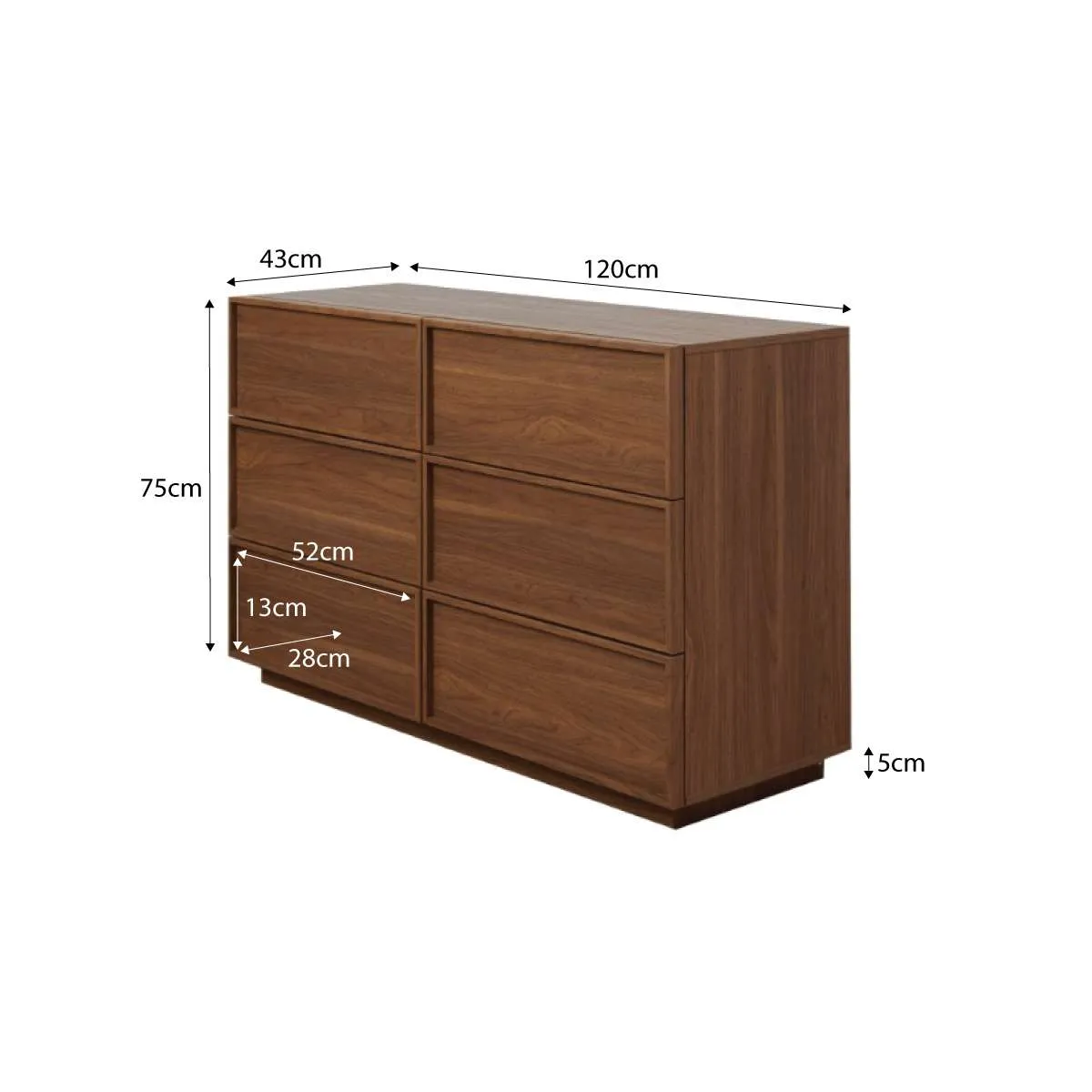 Osaka Six Drawer - Walnut