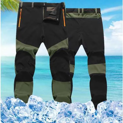 Outdoor Dry Thin Elastic Pants Mens Windproof Breathable Wicking Hiking Climbing Trousers