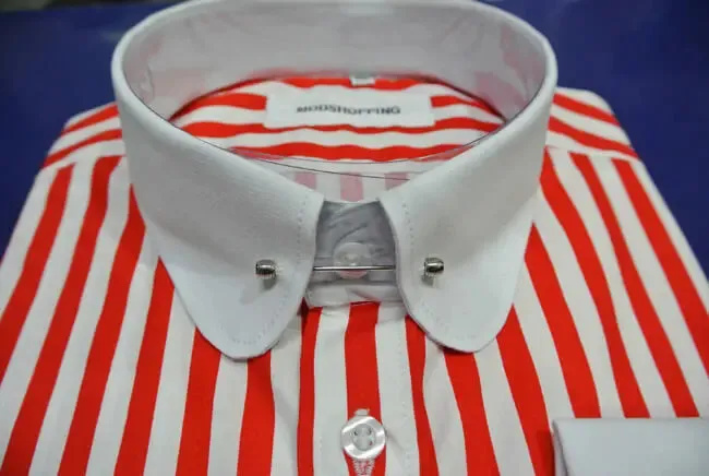 Penny Pin Collar Shirt | Red and White Stripe Shirt