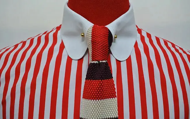 Penny Pin Collar Shirt | Red and White Stripe Shirt