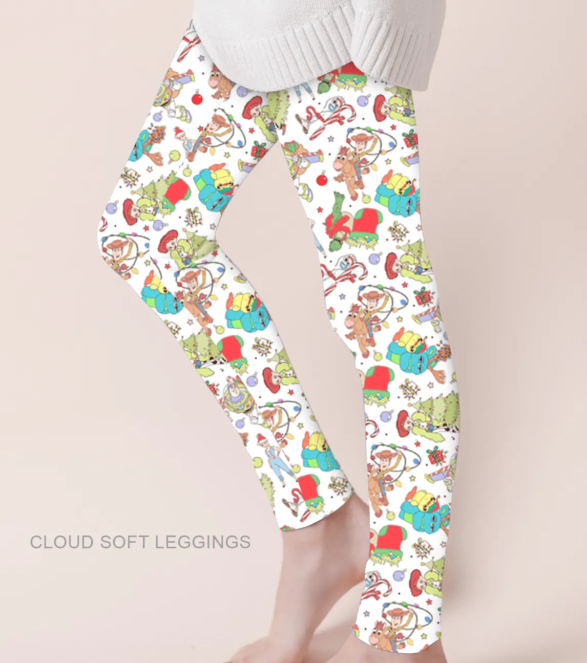 [Pre Order] Merry & Bright Holiday Toys - Adult & Kids Casual Cloud Soft Yoga Band Leggings (EST SHIP LATE OCT)