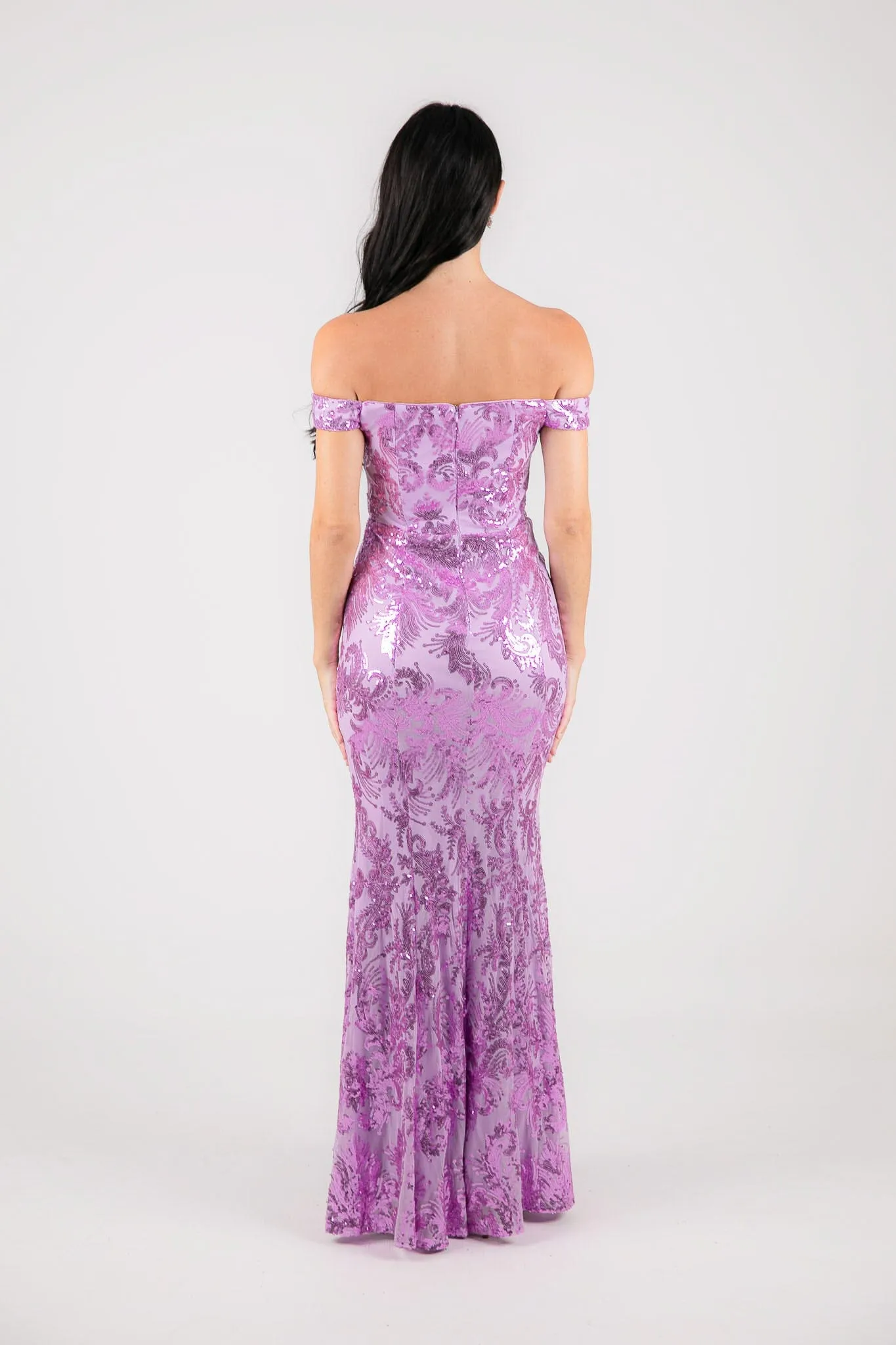 Ramona Off Shoulder Sequin Gown - Lilac