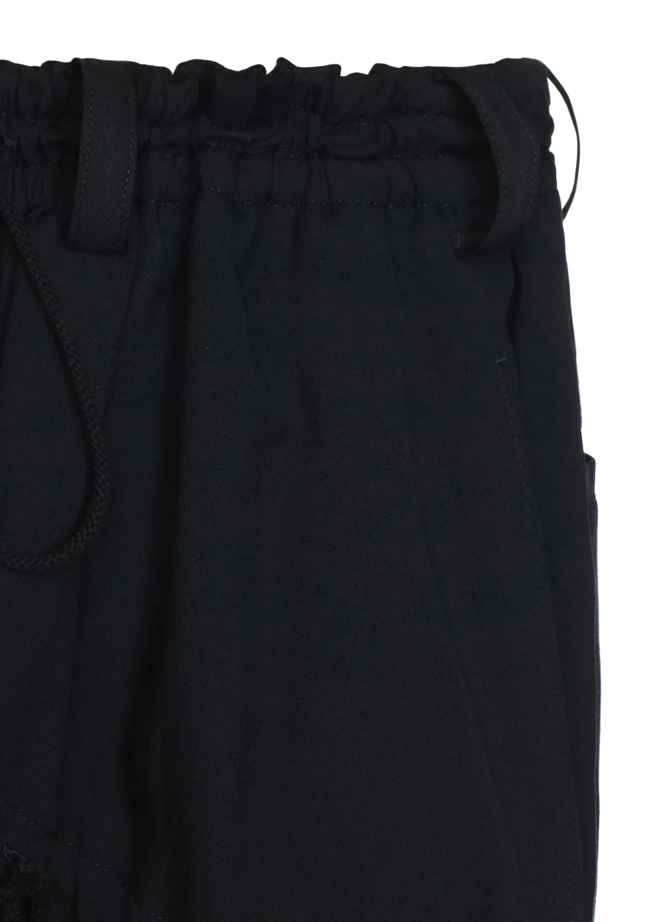 RAYON WASHER TWILL STRINGS GATHERED CROPPED PANTS