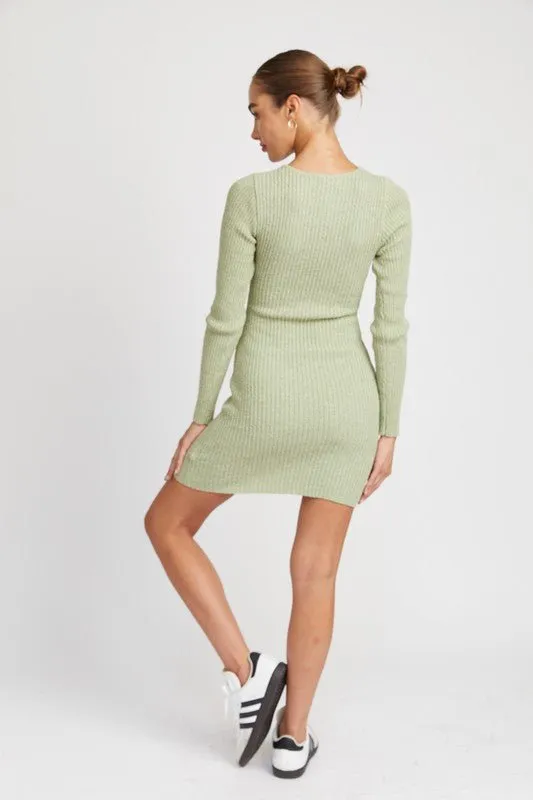 Ribbed Long Sleeve Mini Dress