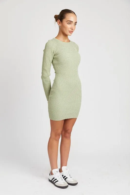 Ribbed Long Sleeve Mini Dress