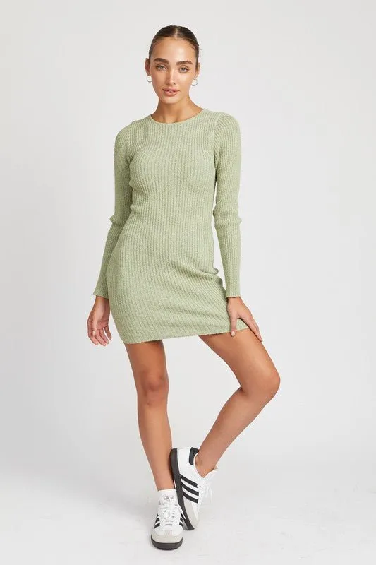 Ribbed Long Sleeve Mini Dress