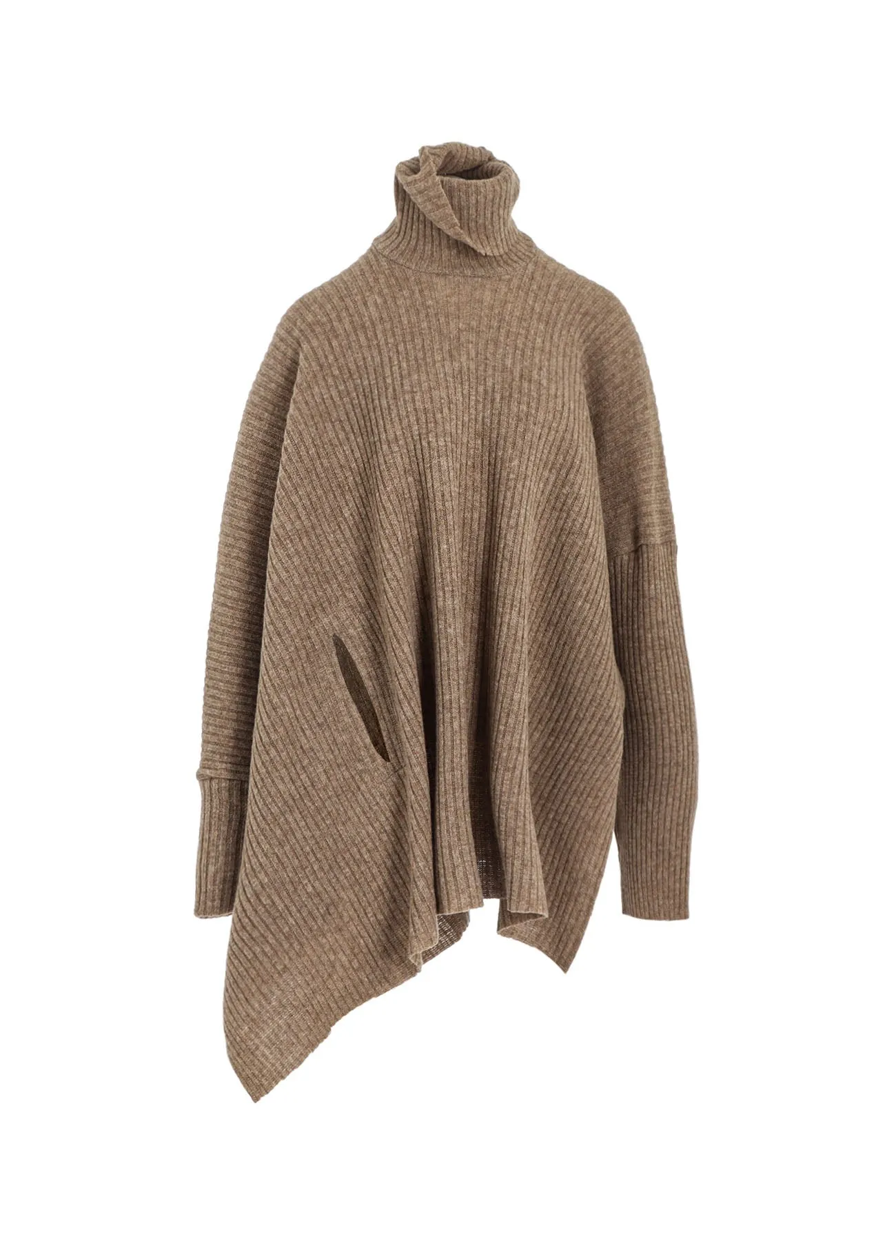 RIBBED UNBALANCED PONCHO