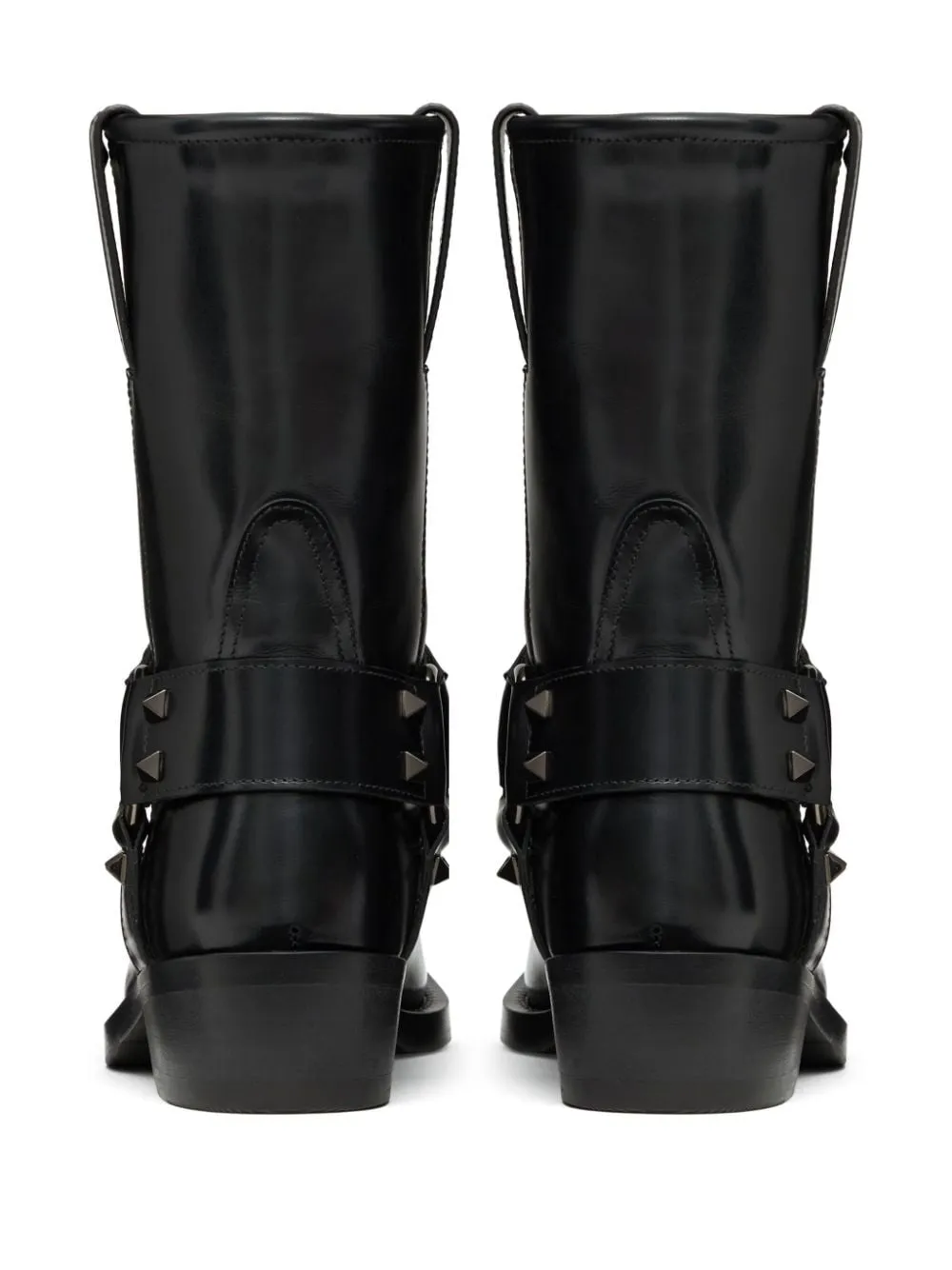 ROCKSTUD LEATHER BIKER BOOTS