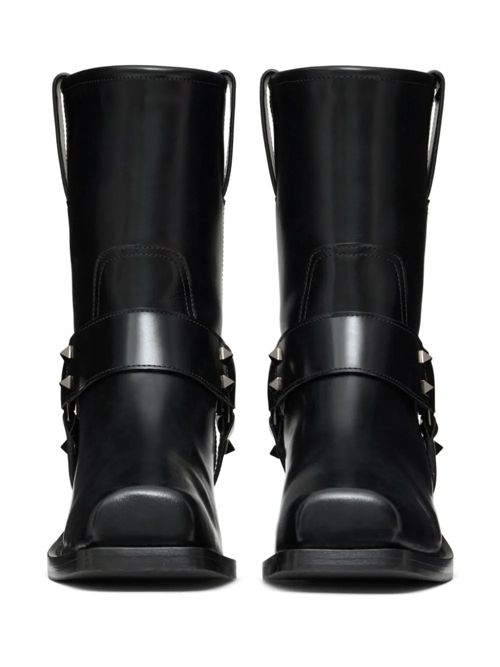 ROCKSTUD LEATHER BIKER BOOTS