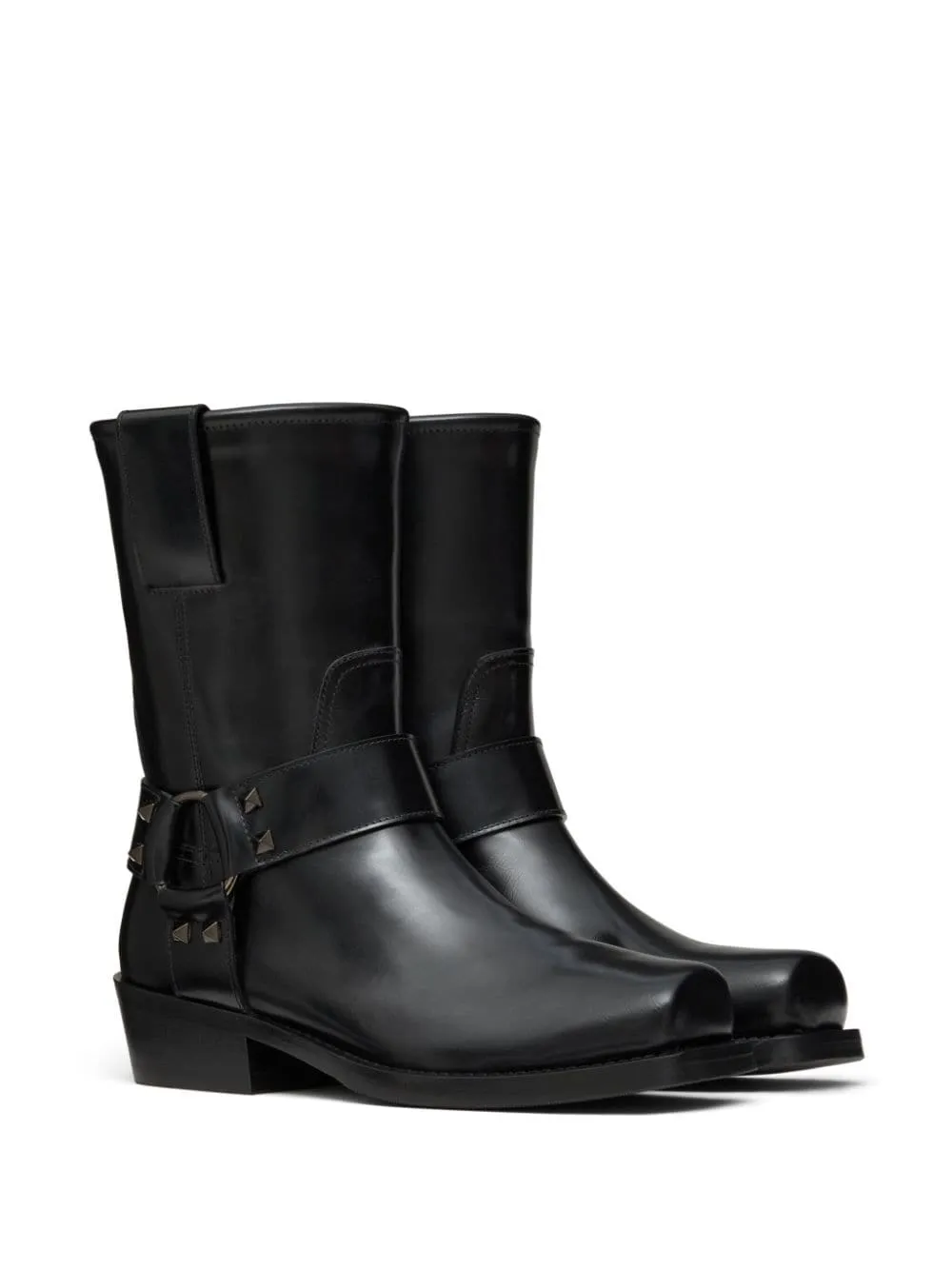 ROCKSTUD LEATHER BIKER BOOTS