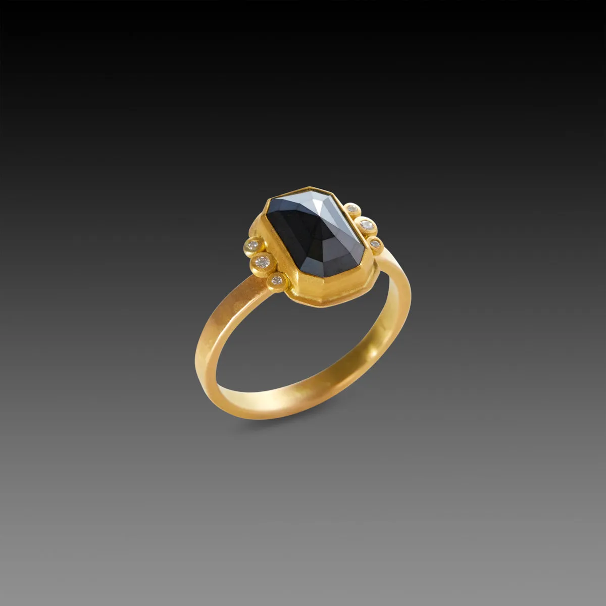 Rose Cut Black Diamond Ring