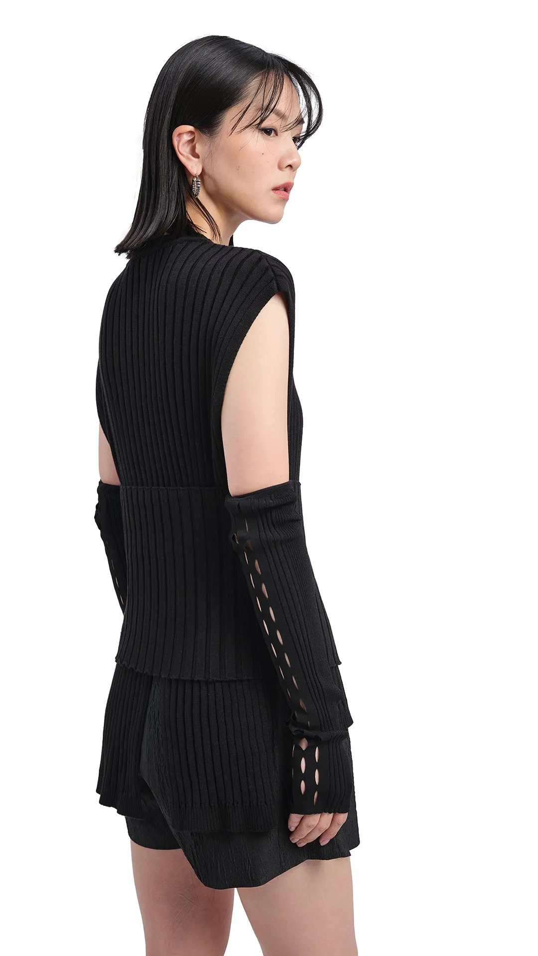 Round-neck Dicky with Knitted Corset