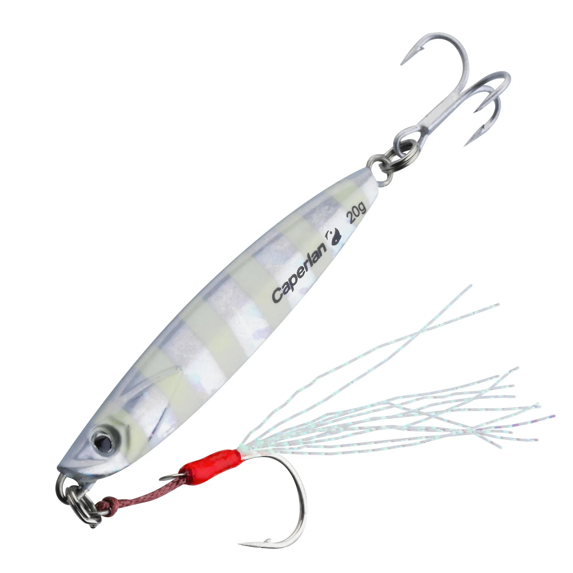 Saltwater Fishing Jig Lure Biastos with Assist Hook, 2.6", 0.7 oz- White Phosphorescent