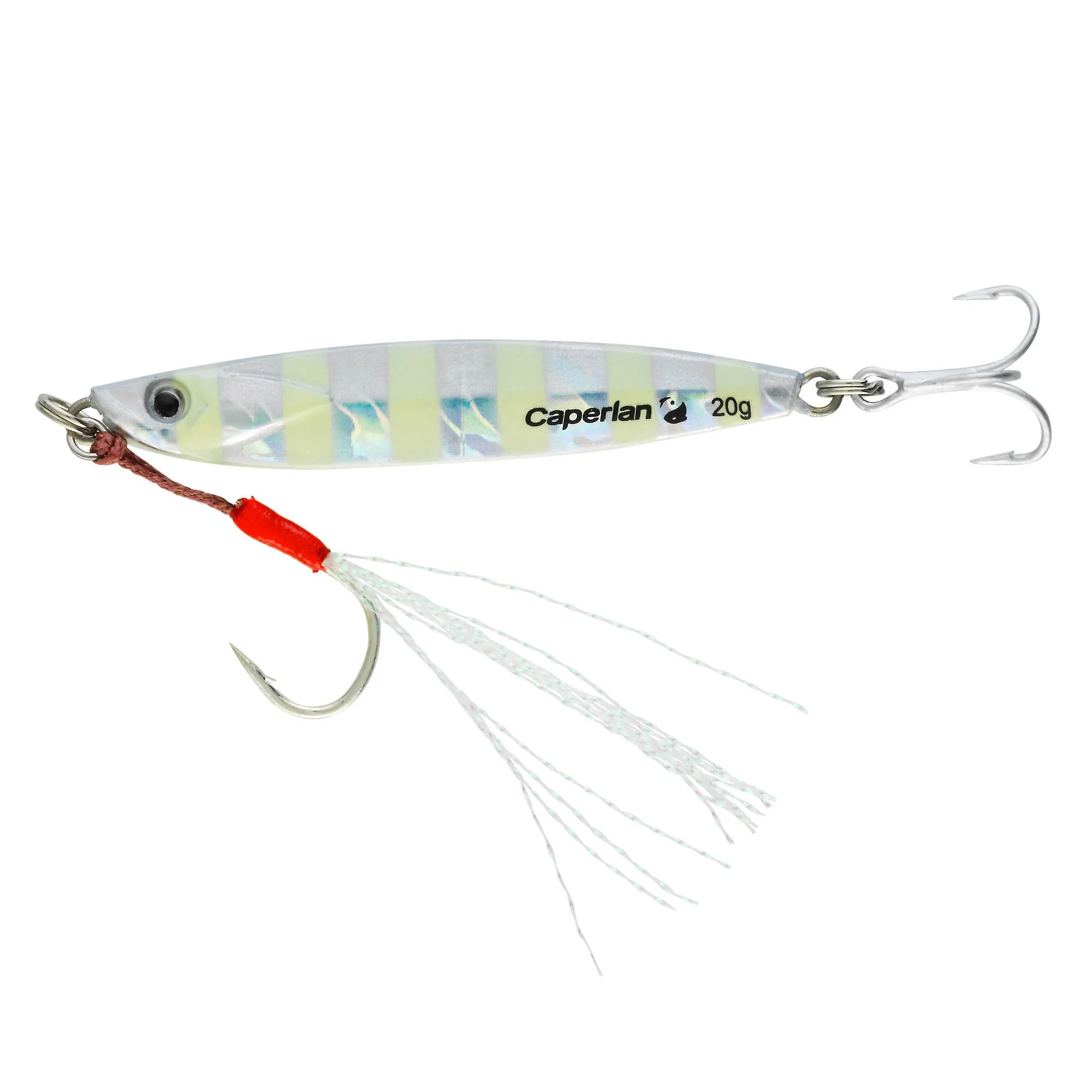 Saltwater Fishing Jig Lure Biastos with Assist Hook, 2.6", 0.7 oz- White Phosphorescent