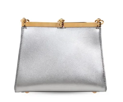 SILVER CALF LEATHER SHOULDER BAG