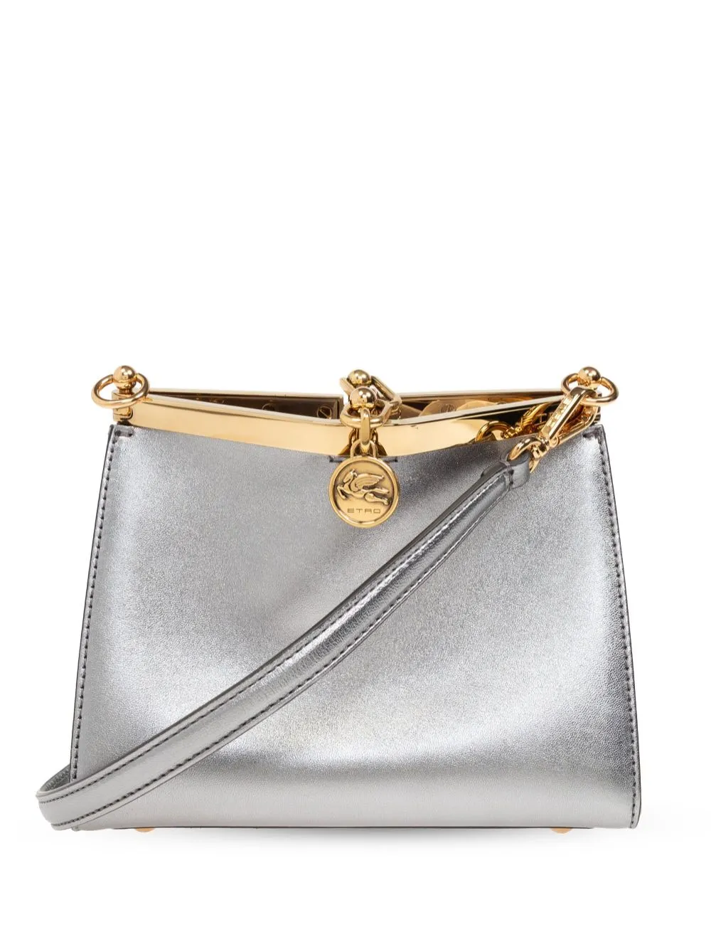 SILVER CALF LEATHER SHOULDER BAG