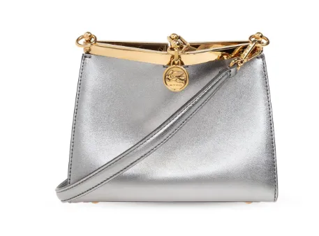 SILVER CALF LEATHER SHOULDER BAG