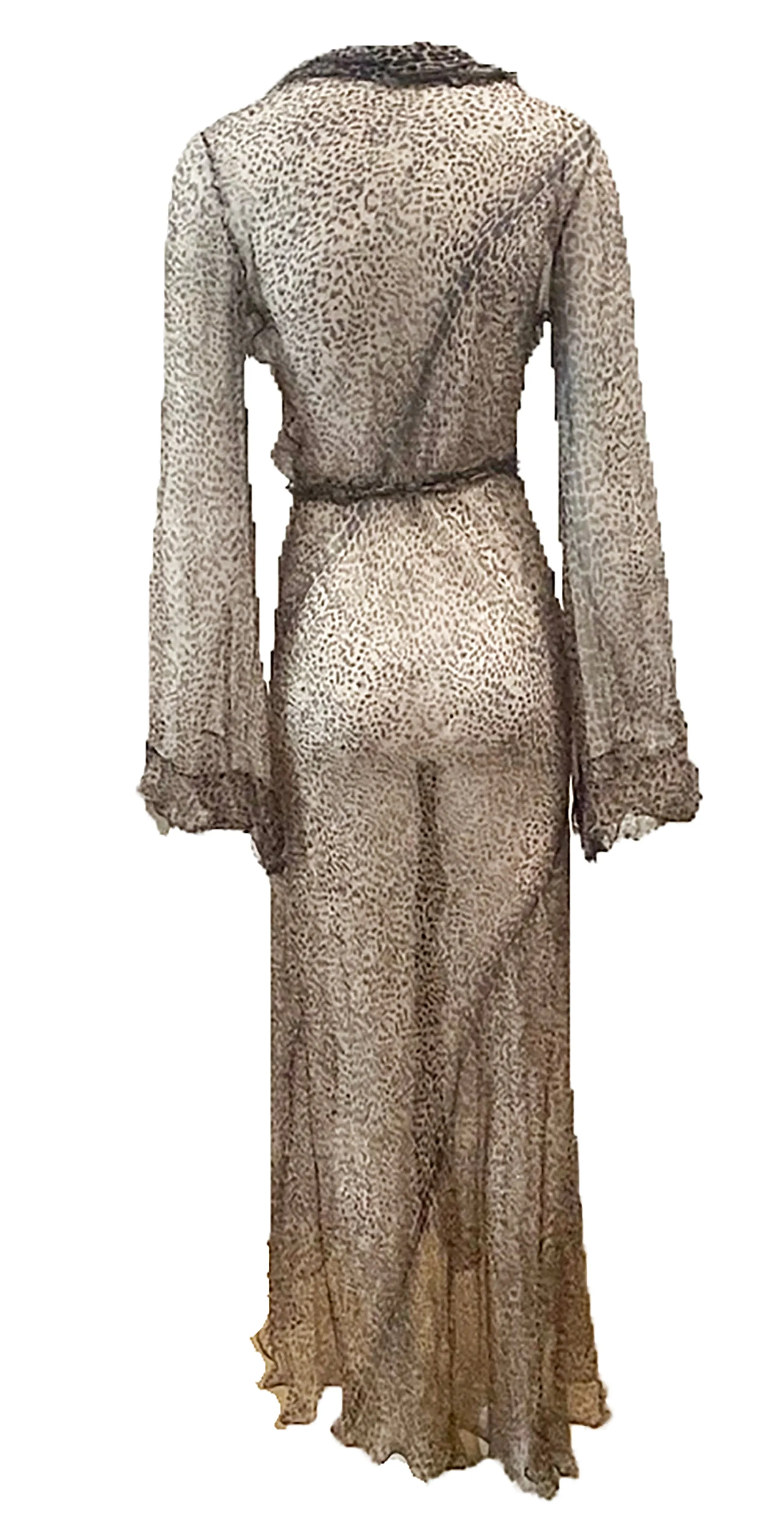 S/S 2002 Roberto Cavalli Runway Sheer Leopard Silk Wrap Dress