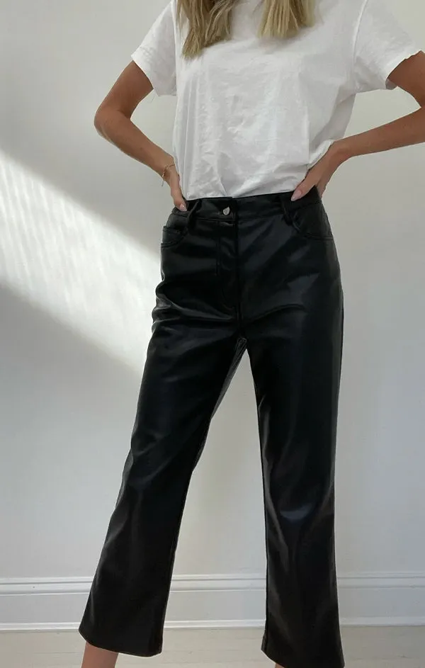 Straight Leg Faux Leather Pant