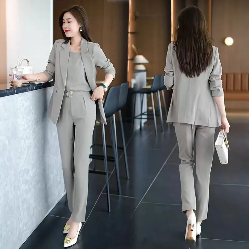 Summer Thin Jacket, Blazer, Pencil Pants, and Vest Three-Piece Set