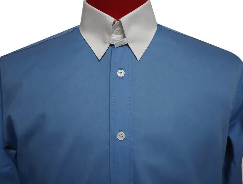 Tab Collar Shirt | Sky Blue Tab Collar Mod Shirt