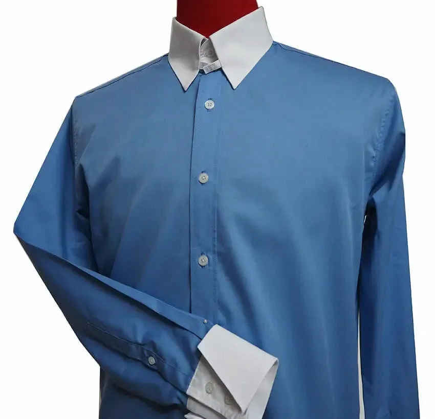 Tab Collar Shirt | Sky Blue Tab Collar Mod Shirt