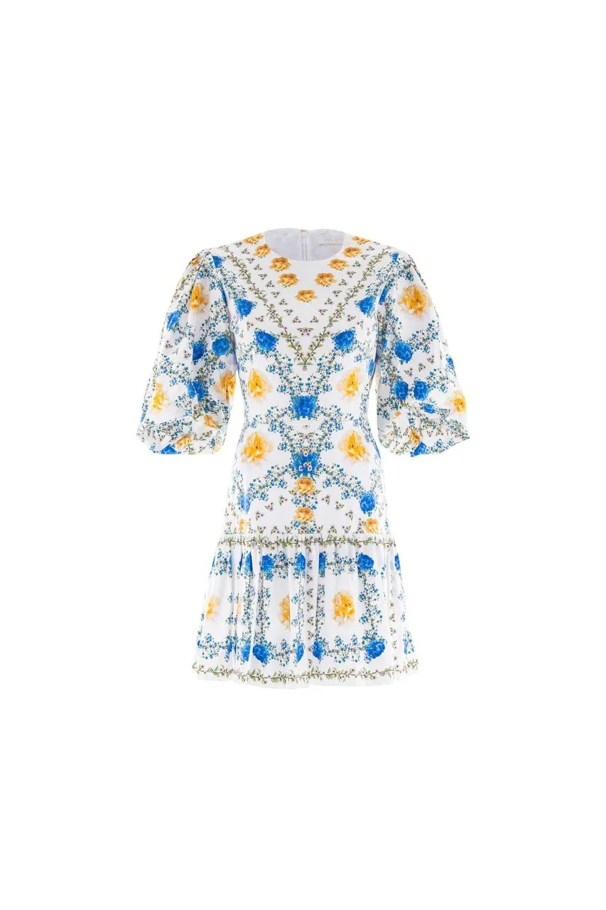 Tabi Floral Mini Dress - Yellow/Blue/White