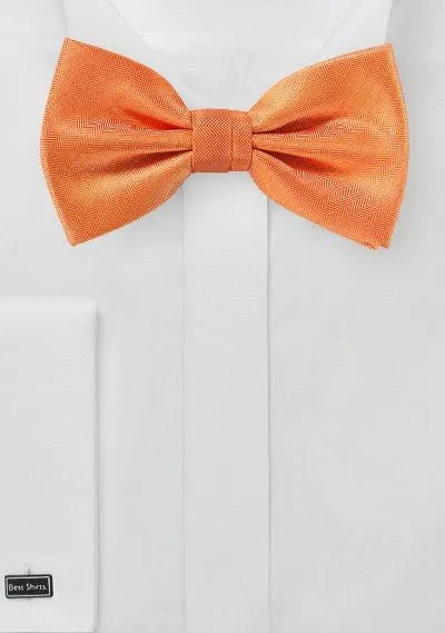 Tangerine Herringbone Bowtie