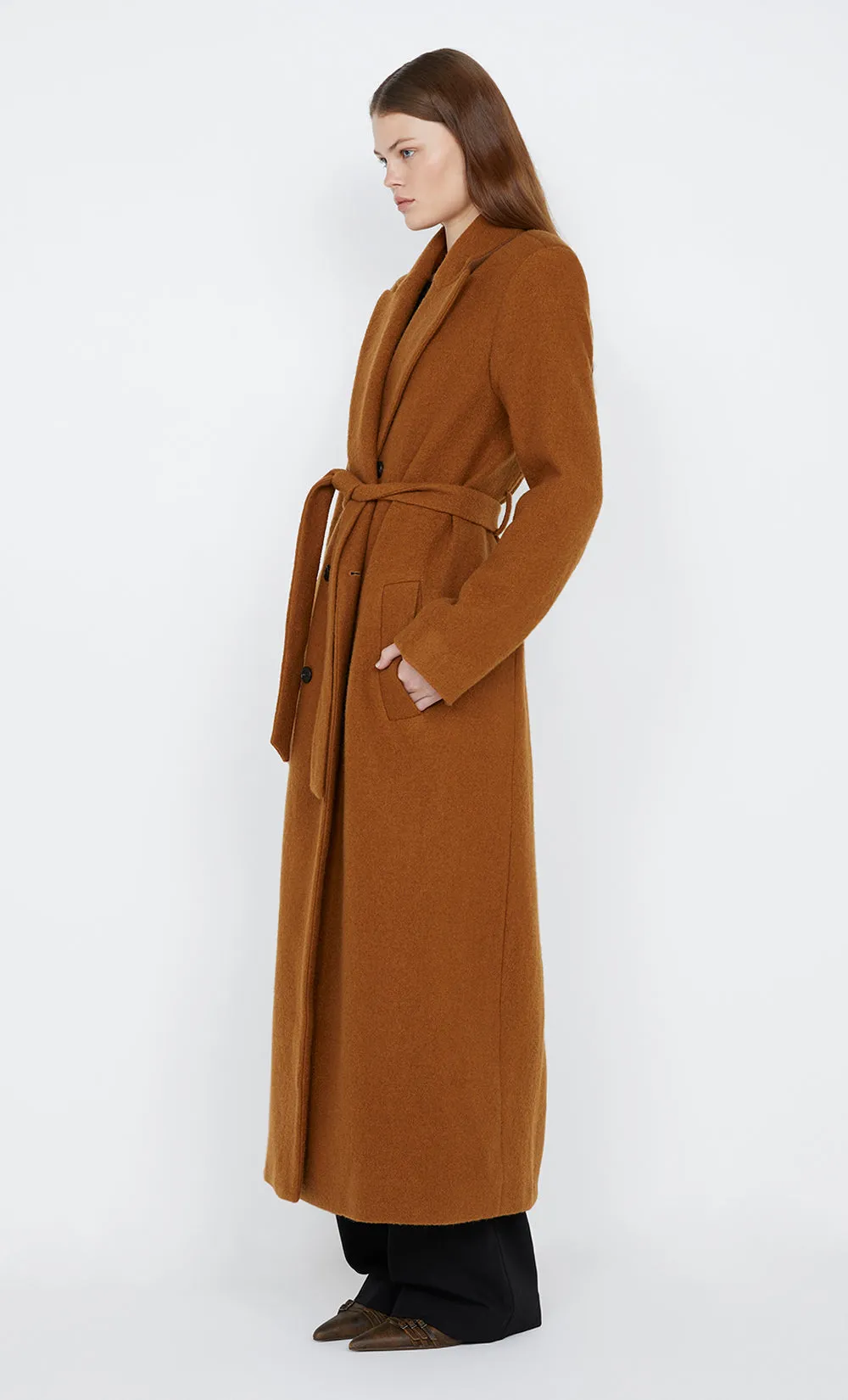 TEYANA BELTED COAT - TOFFEE