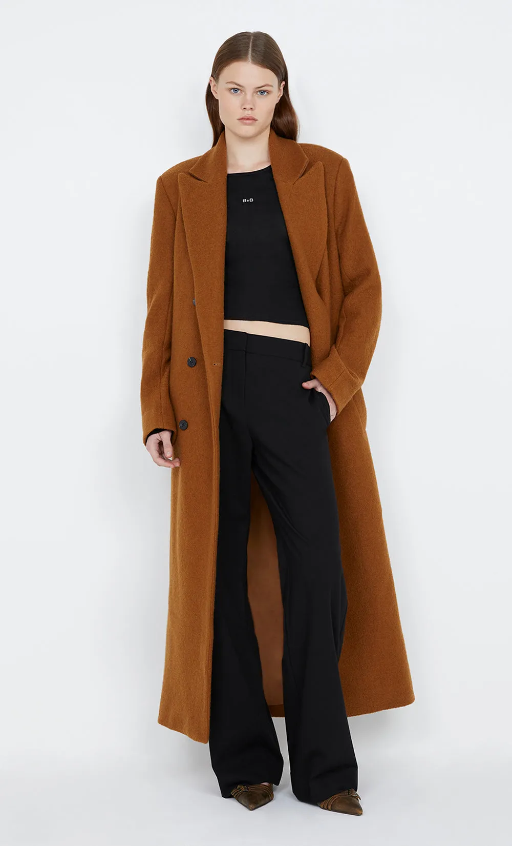 TEYANA BELTED COAT - TOFFEE