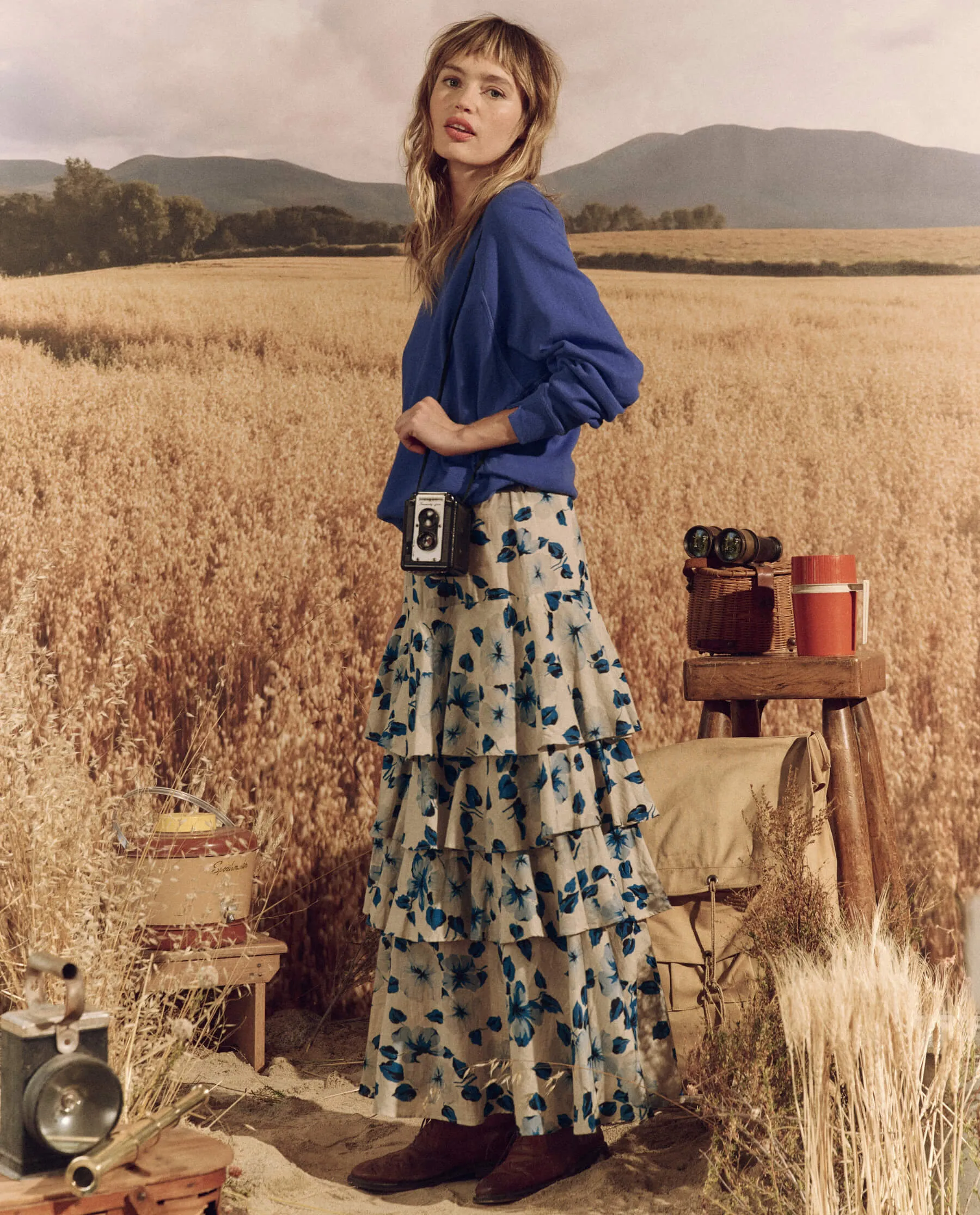 The Gazebo Skirt. -- Deep Meadow Floral