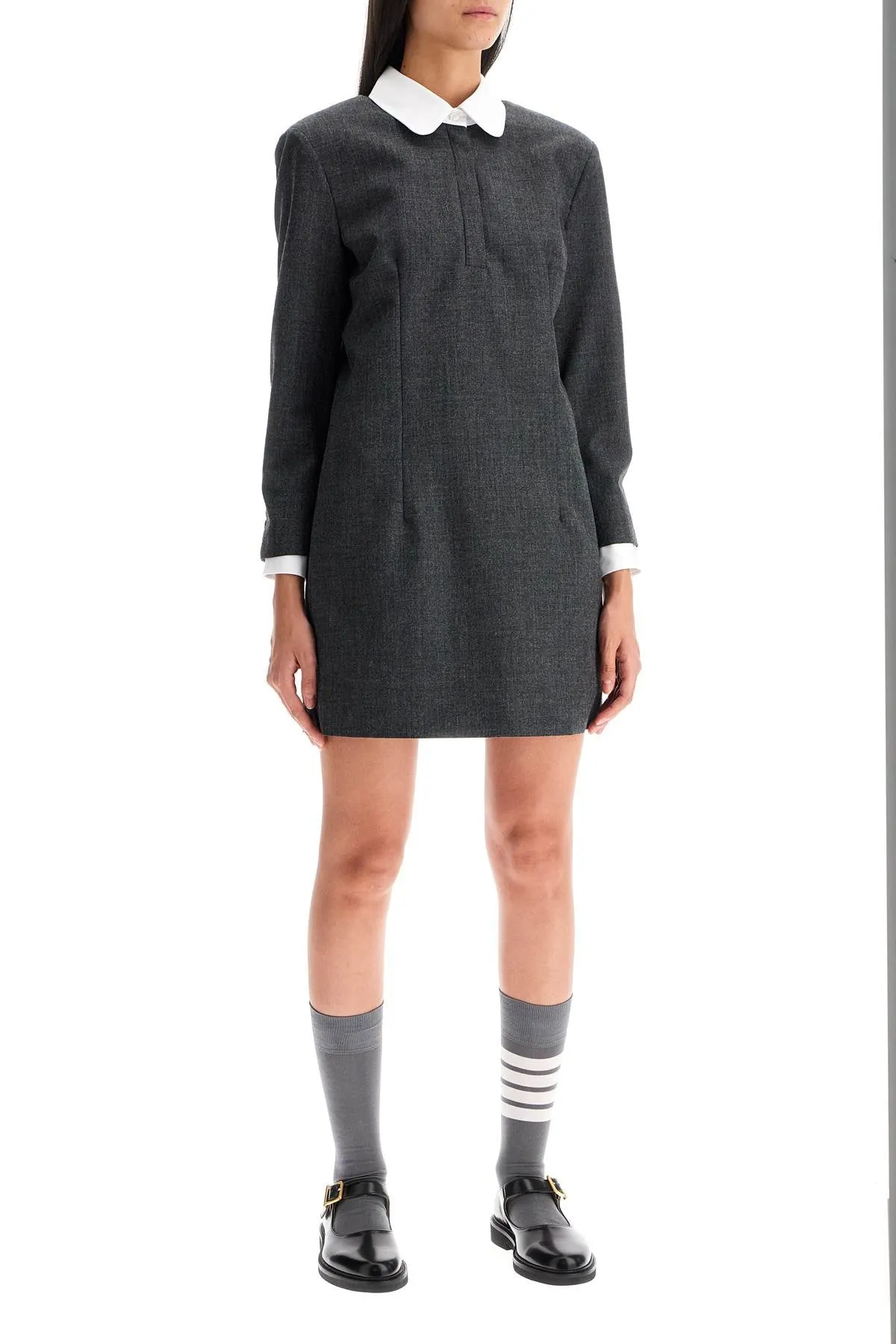 THOM BROWNE mini wool sheath dress in tube style