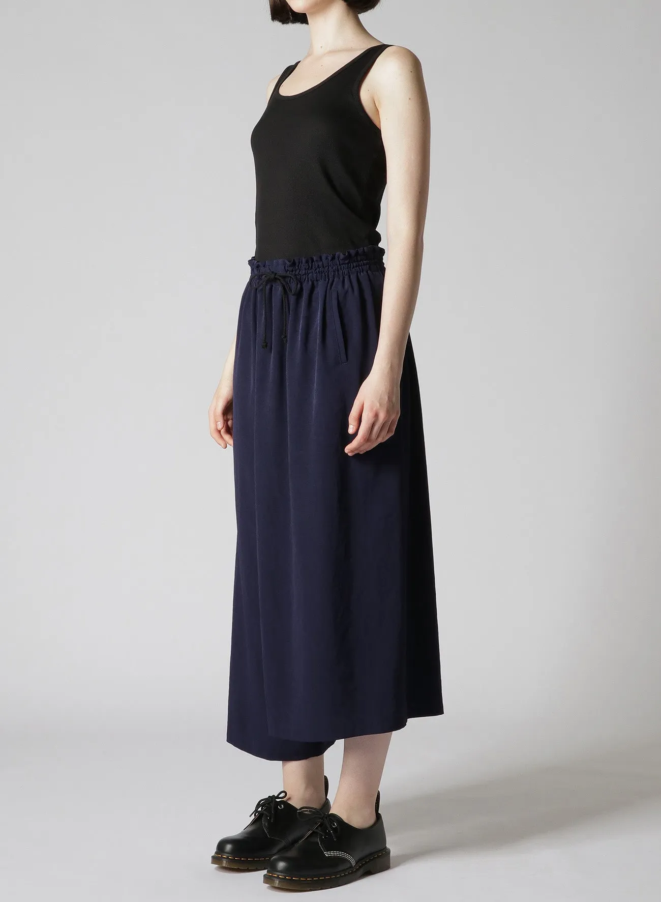 TRIACETATE POLYESTER CREPE de CHINE FRONT TUCK THICK PANTS