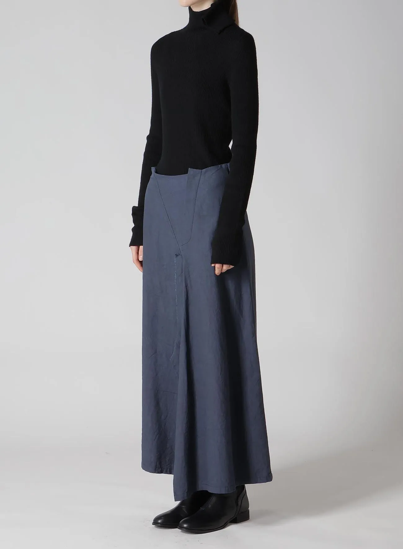 TWILL GARMENT WASH LEFT SIDE PATCH SKIRT PANTS