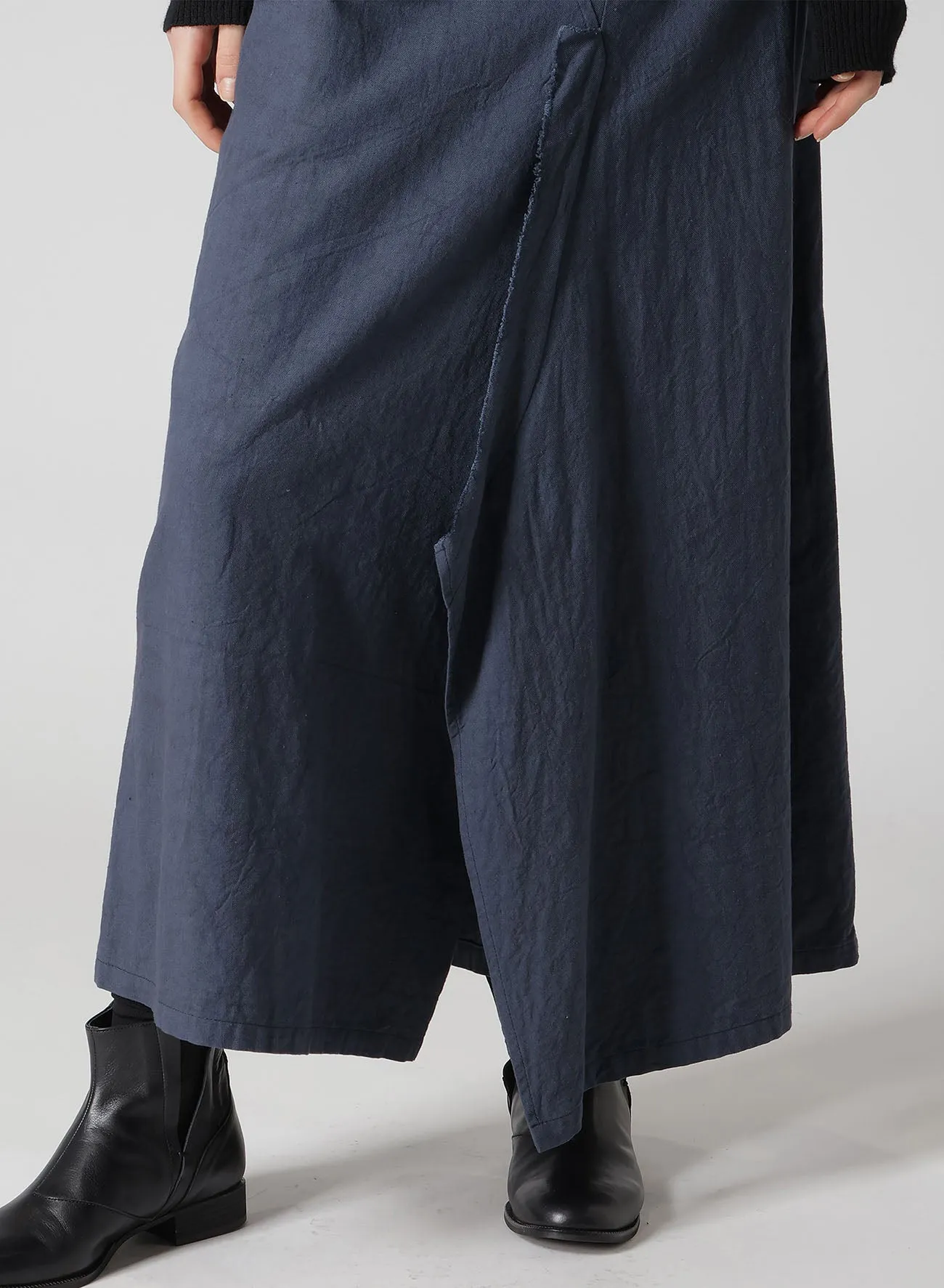 TWILL GARMENT WASH LEFT SIDE PATCH SKIRT PANTS