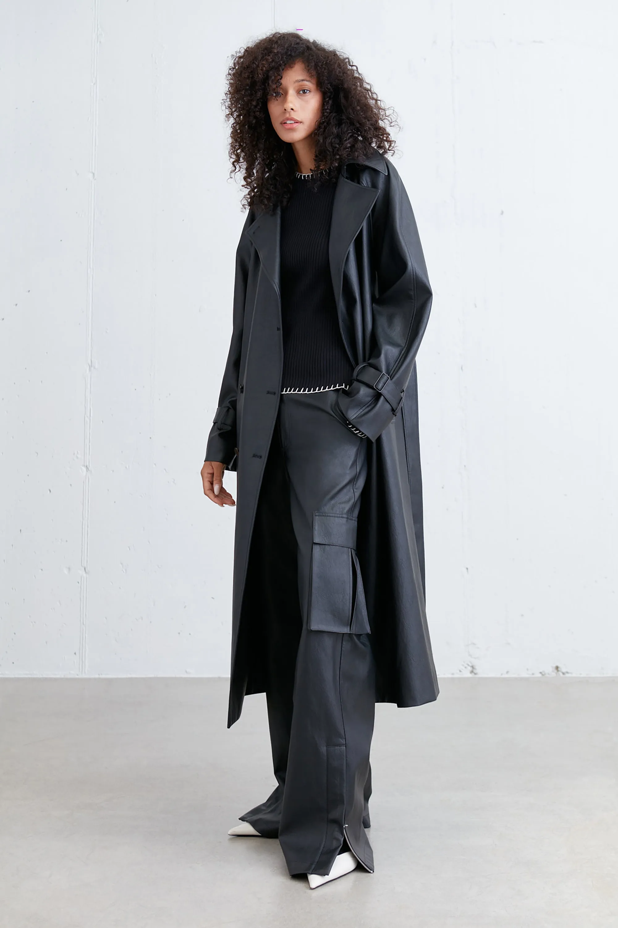 VEGAN LEATHER TRENCH COAT