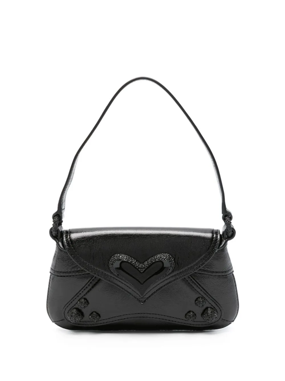 VINTAGE BLACK LEATHER HEART BAG