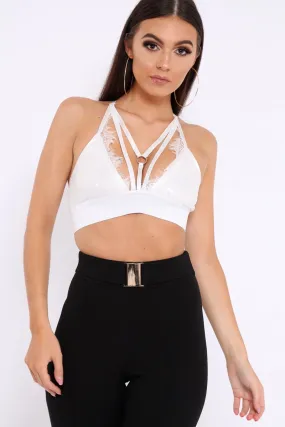 White Lace Harness Bralet - Saskia