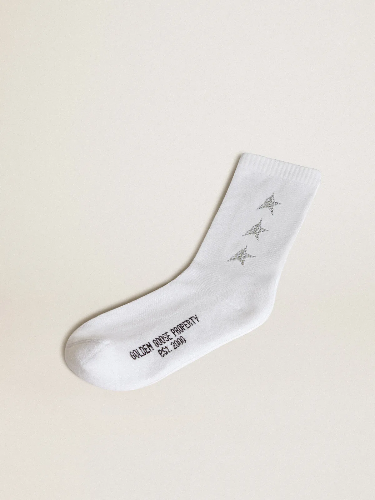 White socks with decorative crystal stars