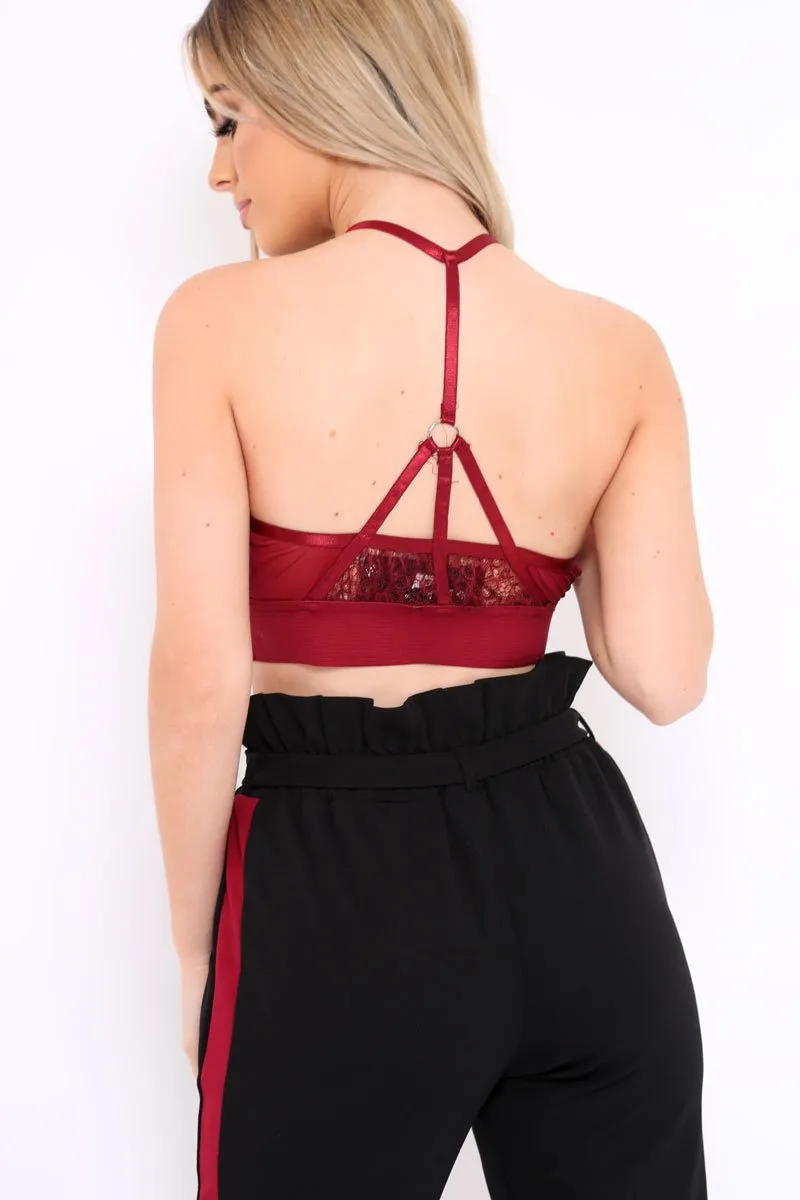 Wine Lace Harness Bralet - Saskia