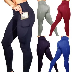 Woman Sports Spandex Yoga Pant Workout Leggings with Pocket. High Waist Yoga Pants