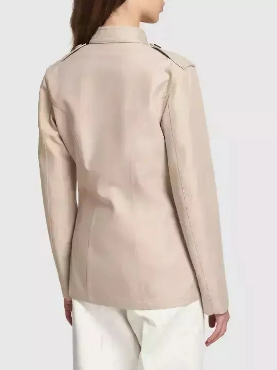 Women’s Beige Single-Breasted Safari Jacket