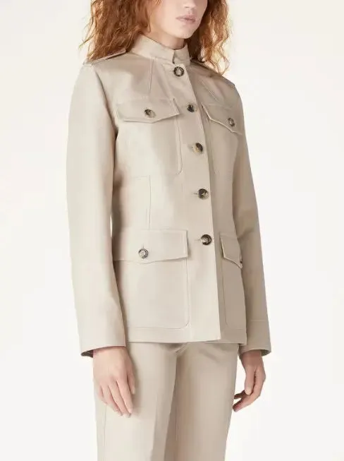 Women’s Beige Single-Breasted Safari Jacket