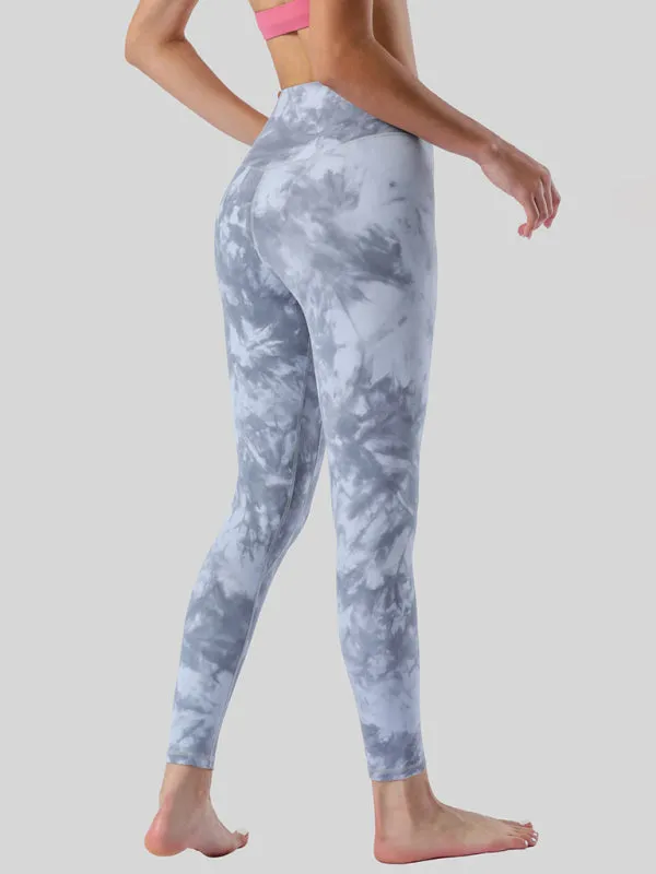 Women's Double Sided Grey Tie Dye Gym Leggings